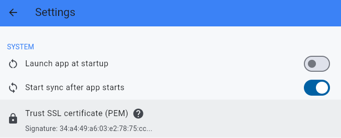 Self-signed SSL cert certificate settings